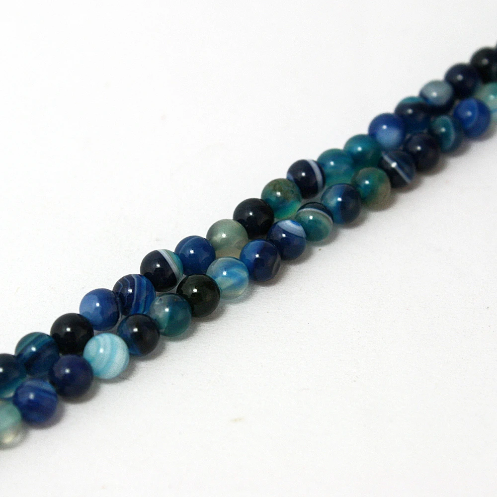 Бесплатная доставка AAA + синий полосатый оникс бусины из натурального камня 4 мм 6 8