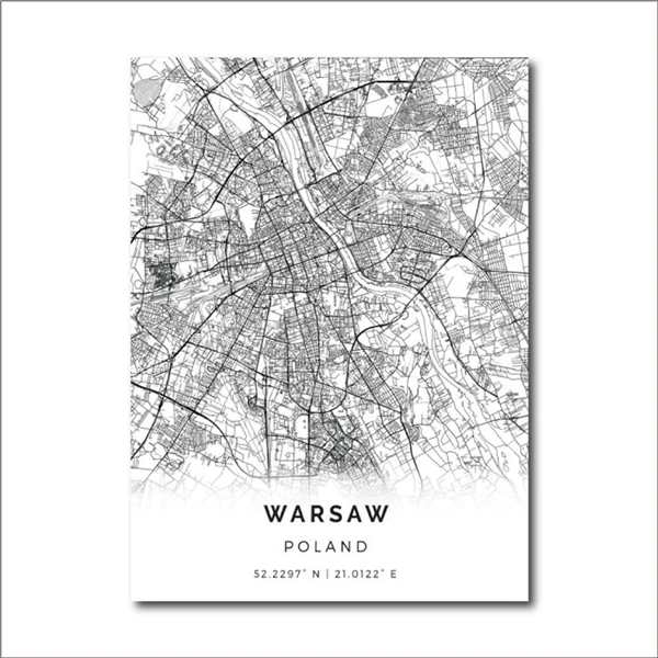 ZS040 Poland Warsaw City рисунок с картой плакаты и репродукции, настенное Искусство картинки для поляков гостиной украшения дома - Цвет: ZS040