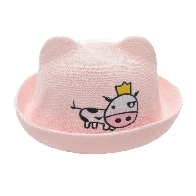 

New 10-24 months baby cowboy hat cat ears baby Boy girl curling basin cap children spring summer sun shade straw hat 2MZ87