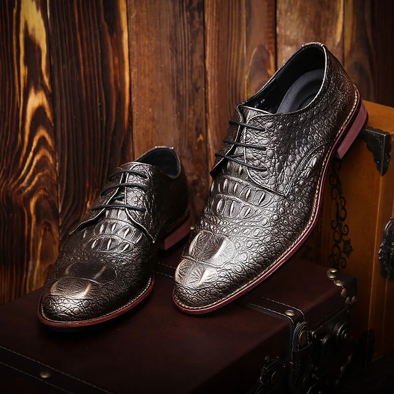 Модельные туфли из кожи аллигатора в британском стиле мужские модные деловые