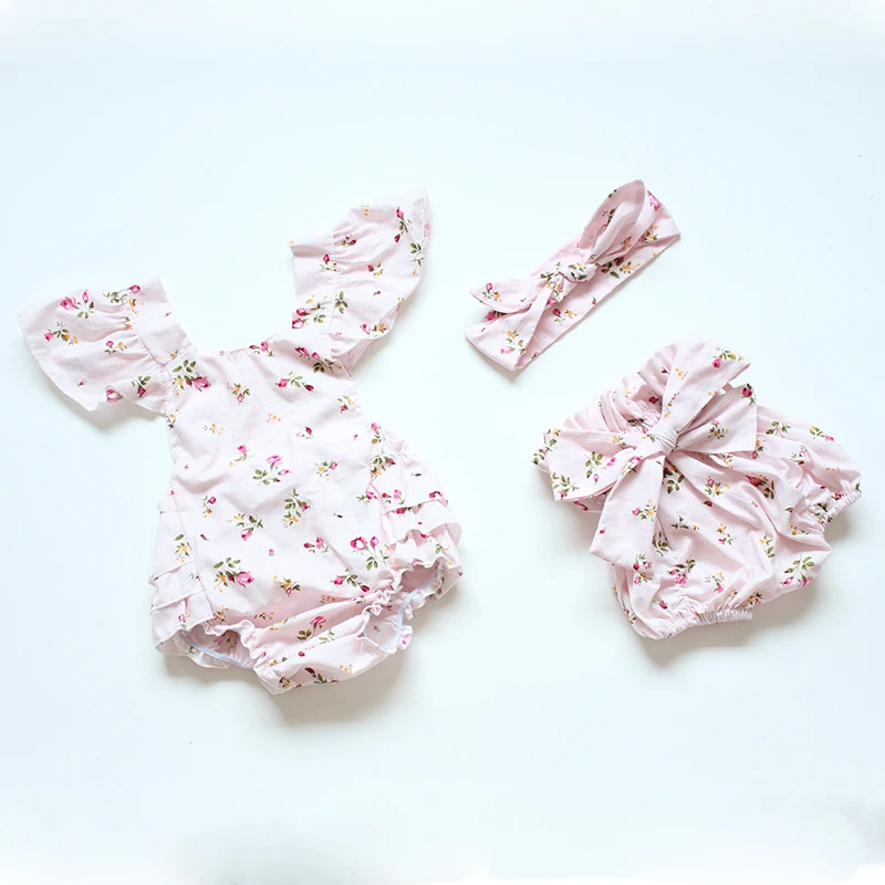 2016 Розовый Детский комбинезон с цветочным рисунком Одежда для новорожденных
