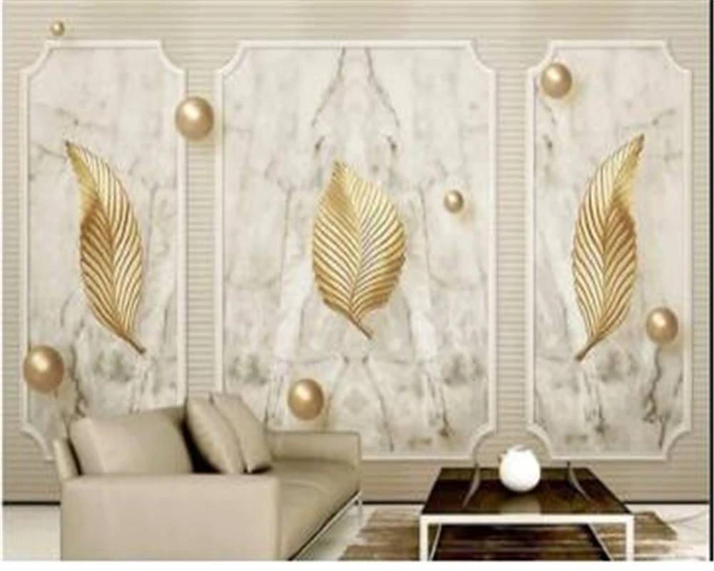 Beibehang behang пользовательские фото обои 3D модные золотые листья гостиная спальня ТВ