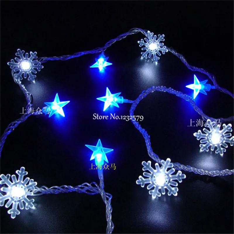 Гирлянда со снежинками и звездами 10/20/30 м 100/200/300 светодиодов|luces decorativas|led fairy string