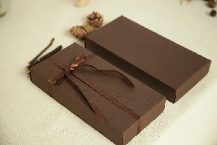 

22*11.2*3.5cm Natural Coffee Kraft Paper Box Scarves Box Gifts Packaging Boxes 100pcs\lot Free shipping