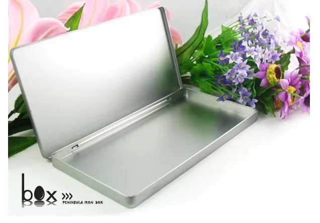 

23*12*1.2cm Silver Large Rectangle card storage box gift tin box