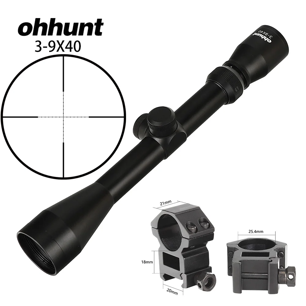 Ohhunt 4X32 3-9X40 4-16X40 6-24X50 винтовка Сфера провода охотничий прицел 1 дюймов оптический прицел тактический прицелы для стрельбы - Цвет: with Picatinny Ring