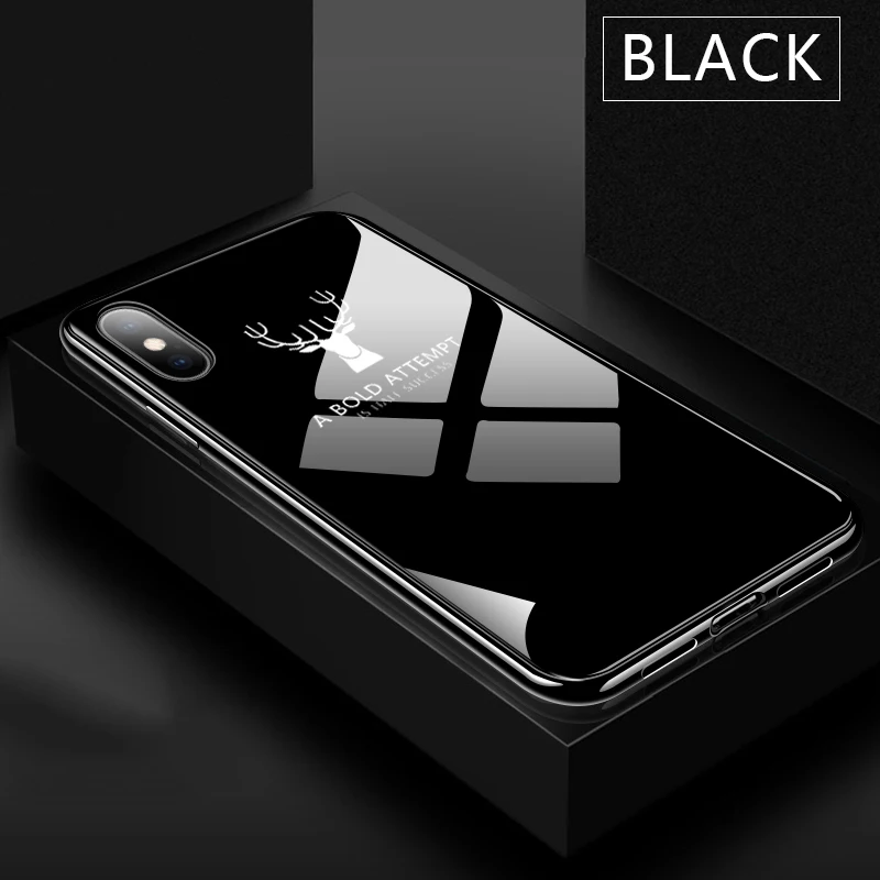 Plating Black Модный гальванический стеклянный чехол для iphone XR Xs max с рисунком логотипа, окантовка рамки для iphone 7 8 plus, стеклянная задняя крышка - Цвет: Plating Black