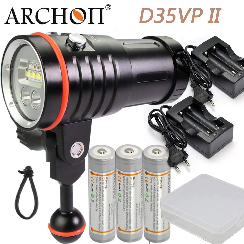 with battery charger ARCHON W41VP II D35VP II фонарик для дайвинга 4200LM CREE L2 Красный СВЕТОДИОДНЫЙ УФ подводные фонари для дайвинга фотографирование видео точечный свет - Испускаемый цвет: with battery charger