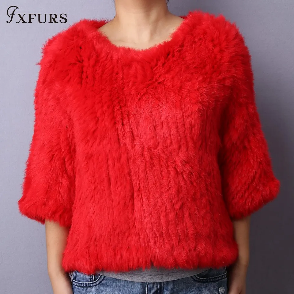 Новинка 2020 модное Вязаное пончо FXFURS из кроличьего меха женский модный меховой