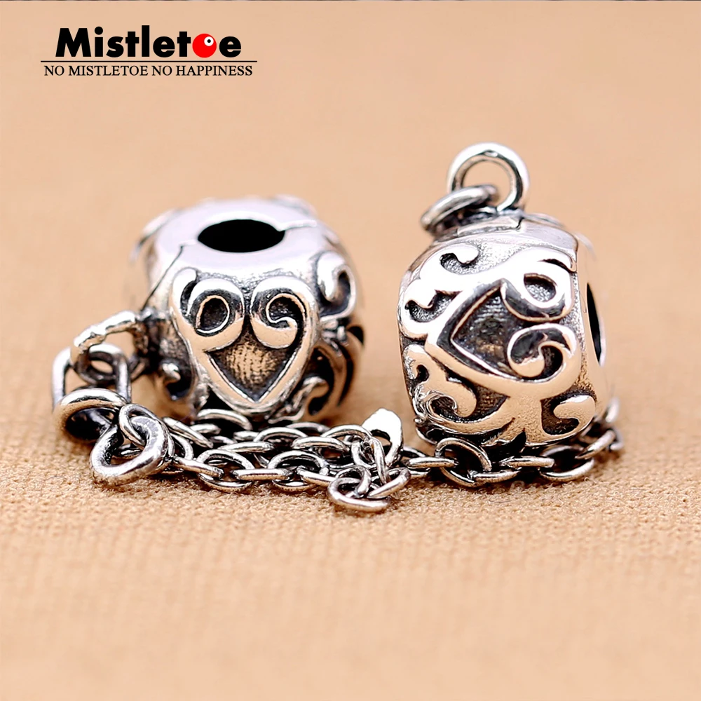 Подлинный 925 пробы серебряный зажим безопасности цепи Шарм бисера Fit бренд браслеты для женщин ювелирные изделия