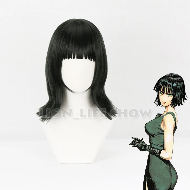 Аниме One Punch Man Fubuki косплей костюм аксессуары парик темно зеленые волосы|Костюмы