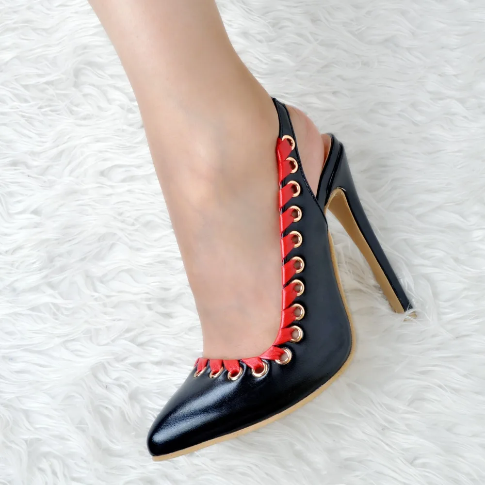 

Туфли-лодочки женские с т-образной шнуровкой, пикантные сандалии на высоком каблуке, брендовые дизайнерские, из искусственной кожи, красные...