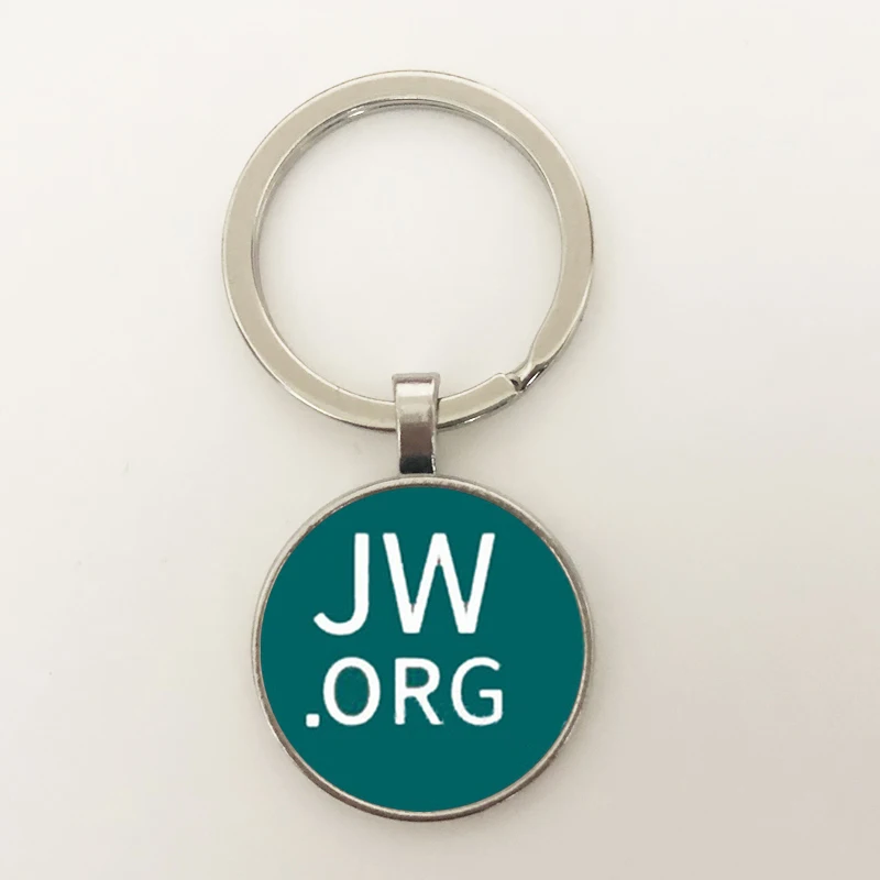GDRGYB Тепло 2019 JW.ORG Обаяние свидетелей Иеговы Значок-ключница Держатель из стекла Многоцветное изображение письма ювелирных изделий.