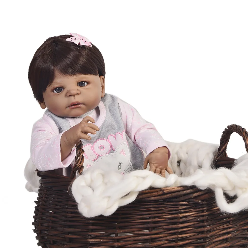 

Полностью силиконовая кукла-девочка, 23 дюйма, Реалистичная кукла-Новорожденный, детская игрушка ручной работы, куклы для новорожденных с че...
