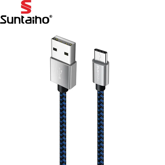 3 шт./лот Suntaiho нейлоновый USB C кабель для samsung S9 S8 1 m/2 m type C кабель для быстрой зарядки для Oneplus 5 5T Nokia 8 xiaomi mi 9 mi 9 - Цвет: Black Blue
