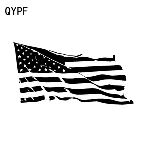 QYPF 20 см х 10,2 см интересная виниловая наклейка с американским флагом для стайлинга автомобилей Наклейка на машину черныйсеребристый C15-0467