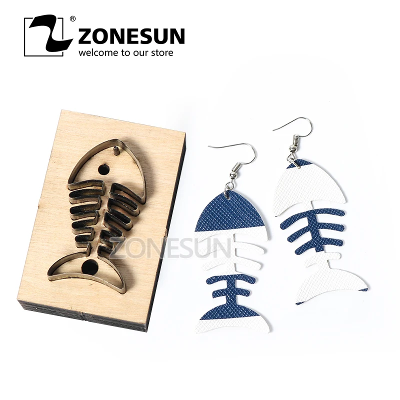 ZONESUN рыбья кость кожаные серьги штамп для резки бумаги искусство украшение кожи