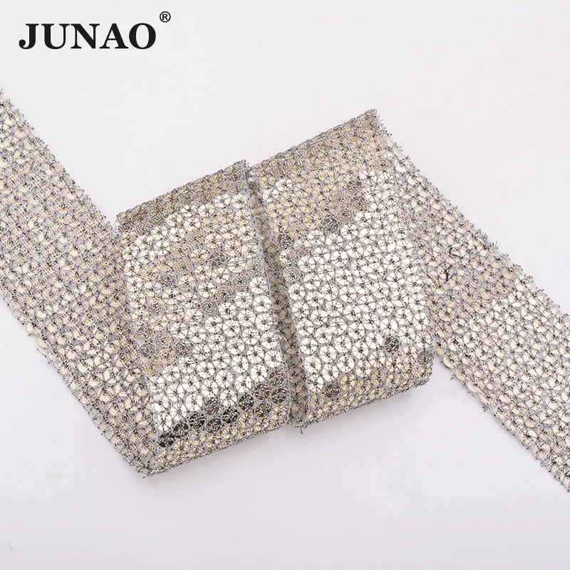 JUNAO 1yard* 36 мм блестки AB блестки кружевные ленты с отделкой Блестки Ткань Strass окантовка шитье блестка сетка аппликация - Цвет: Light Gold