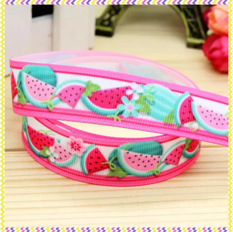 

7/8'' Free shipping watermelon printed grosgrain ribbon headwear hair bow diy party decoration wholesale OEM 22mm B1087