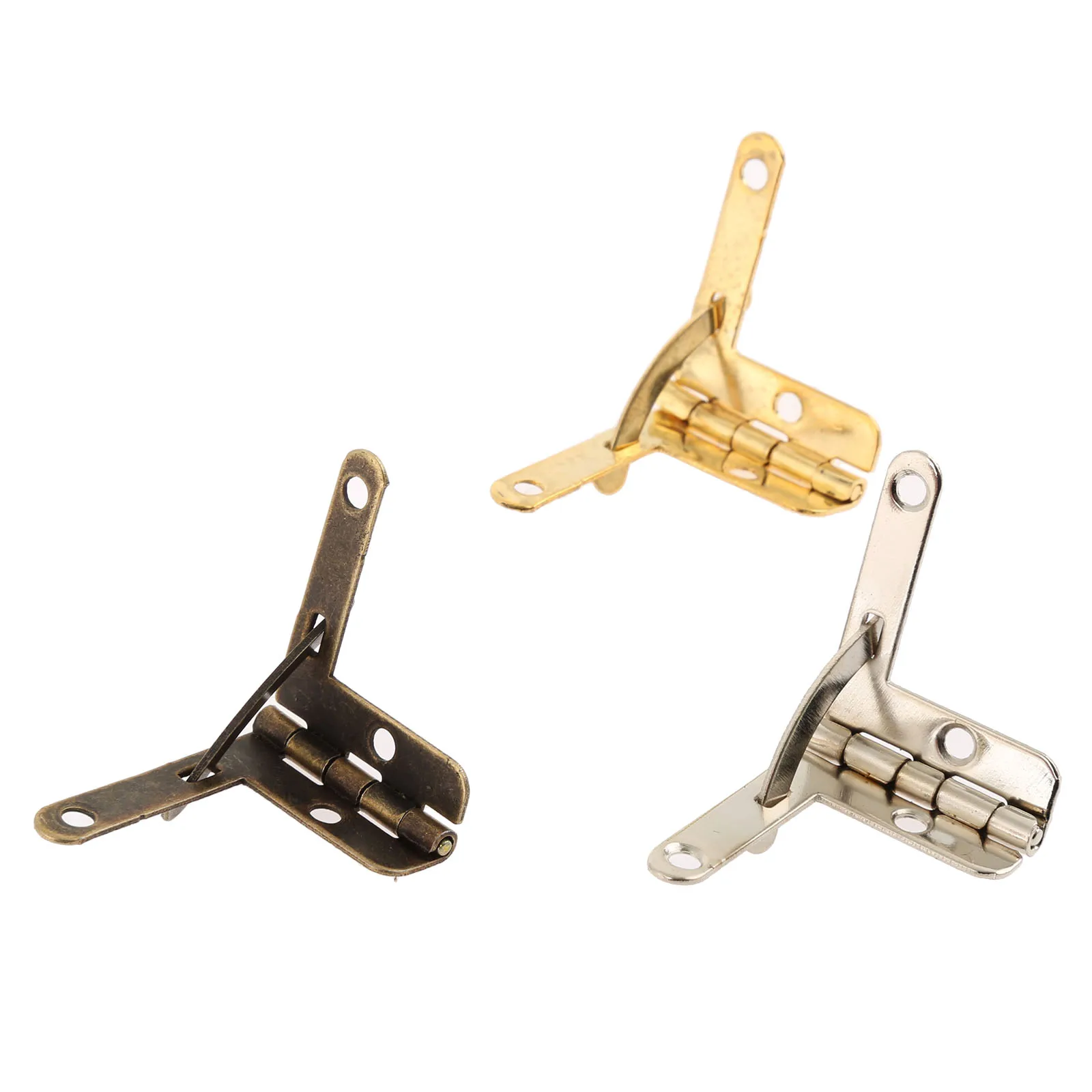12Pcs Antique Bronze Furniture Hinges Jewelry Gift Case Wood Box Lid L 90 Degree Support Spring Hinge Hardware 28*22mm | Обустройство
