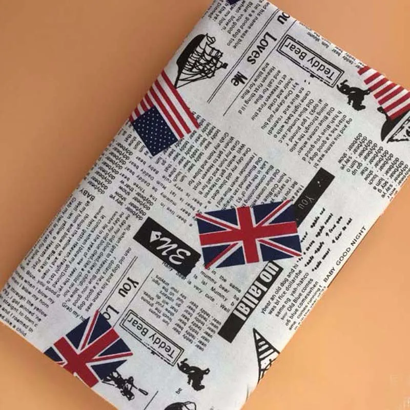 Одногодичная ткань Vintage Brand Zaka UK & USA с печатью букв газеты из хлопкового льна размером 95x150 см для самостоятельного пошива скатерти, подушек и прочего.