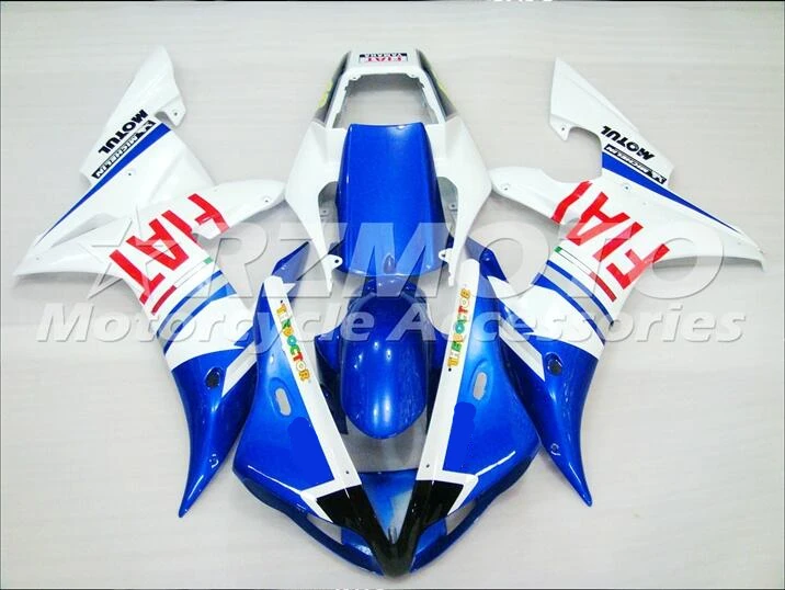 

New ABS motorcycle Fairing For YAMAHA YZF-R1 2002 2003 Injection Bodywork set white blue verycool ACE No.70