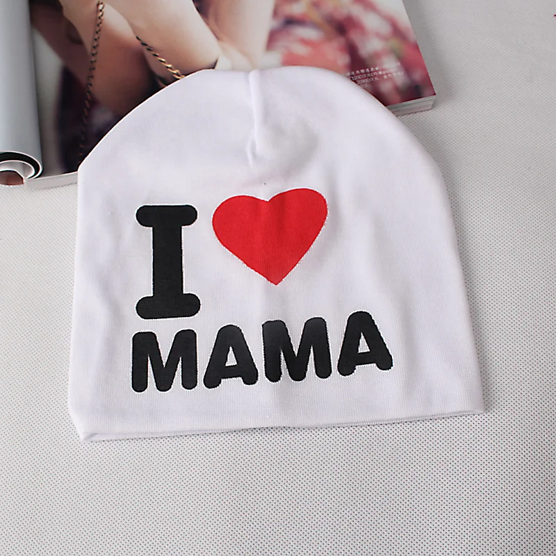 Милые шапки для мальчиков и девочек модные детские с надписью I LOVE PAPA/MAMA вязаные