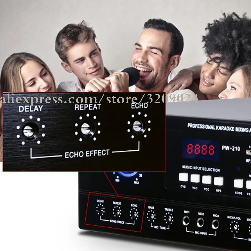 2 канальный усилитель миксер мощности Hi Fi Карта Bluetooth KTV Home K song микрофон 720