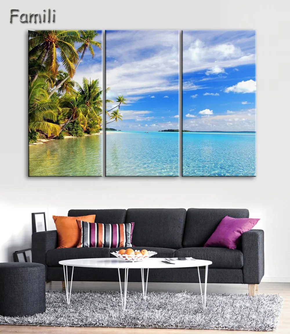 3 шт. морской плавательный бассейн пейзаж современная живопись маслом рисование