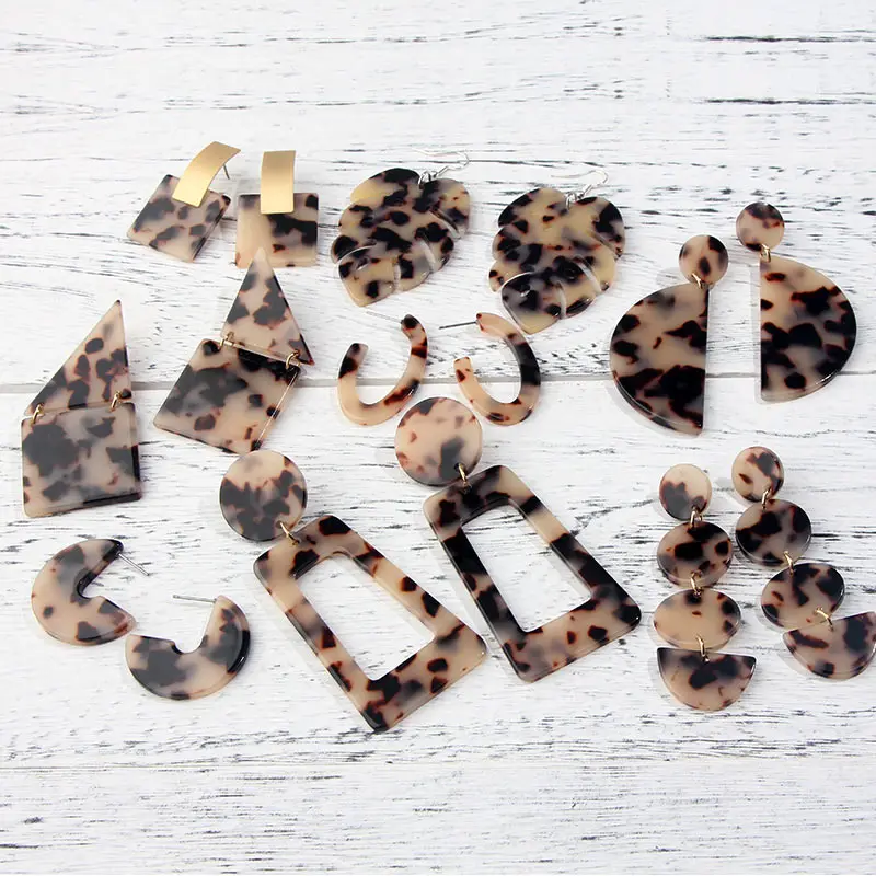 Женские леопардовые серьги JJFOUCS круглые квадратные сережки-подвески из аксусной
