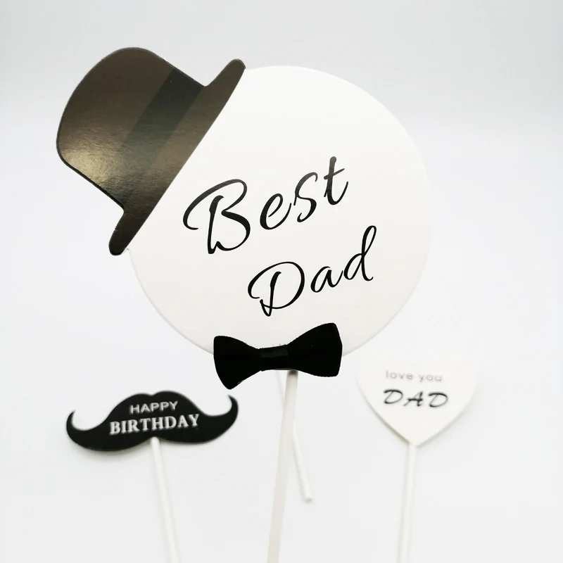 1 комплект бумажная карта лучший папа день рождения торт Топпер бородатый отец