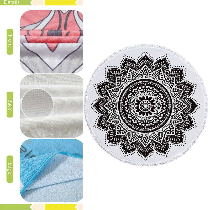 Microfine Modern Outdoors Beach Towel Microfiber Fabric Printed Blanket Round Towels Home Textile |