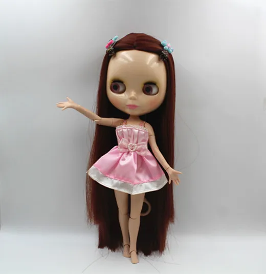 Кукла Blygirl Blyth с глубоко красными прямыми волосами Обнаженная кукла шарнирным