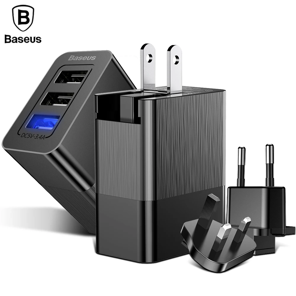BASEUS QC 3.0 Быстрый Зарядное устройство для iPhone X 7 6 S iPad телефон двойной USB