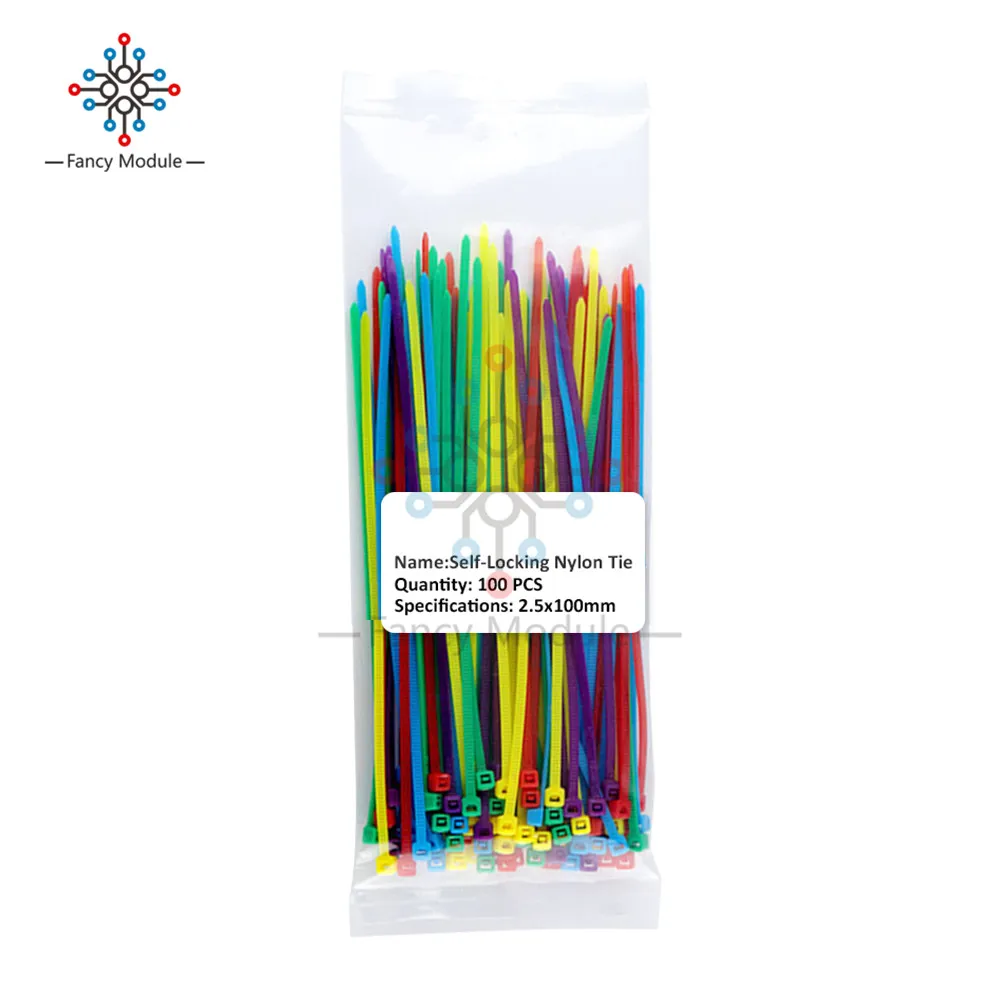 100PC Colorful Nylon Cable Marker Ties 10Colors 2.5*100mm 2.5*150mm 2.5*200mm Label Wire Straps Self-Locking Plastic | Обустройство