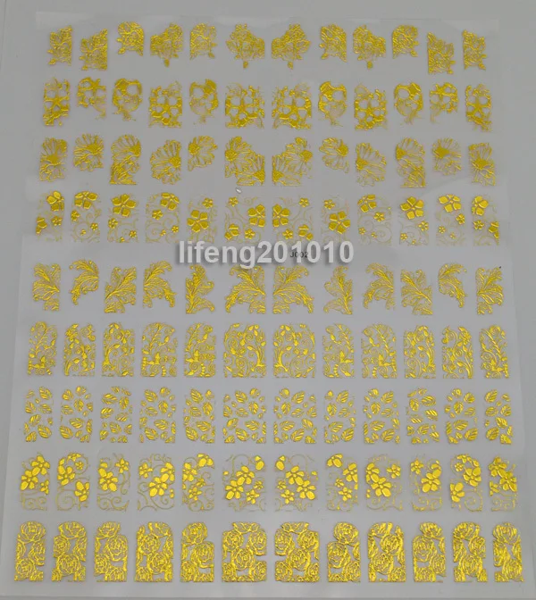 316 дизайн высокое качество золото серебро стикеры 3D на ногти Nail Art наклейки для