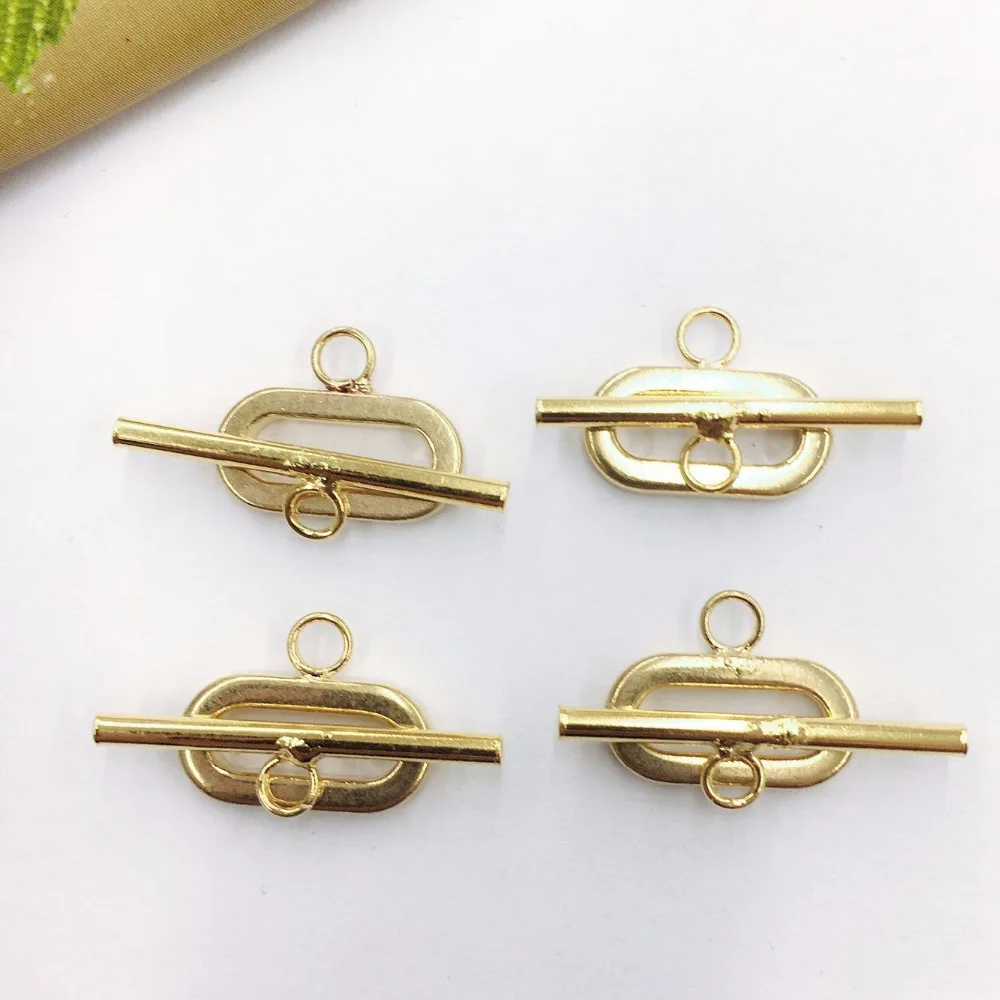 50 комплектов золотой овальный простой OT Пряжка DIY Ювелирные изделия хвост Пряжка гладкое ожерелье дикая Пряжка OT браслет ожерелье кнопка
