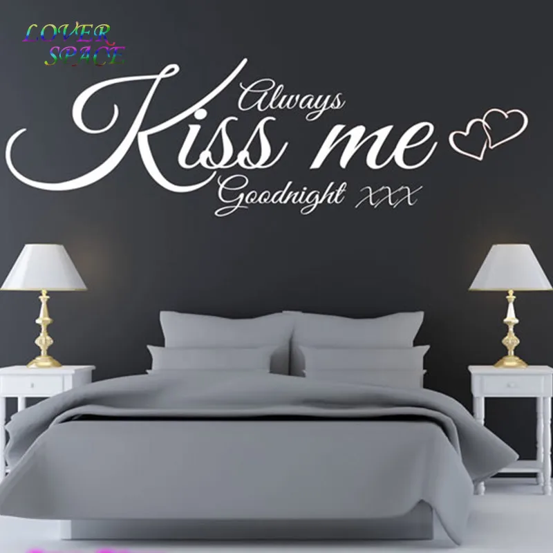 Наклейка на стену с цитатой ALWAYS KISS ME GOODNIGHT 3 стикер для спальни гостиной домашний
