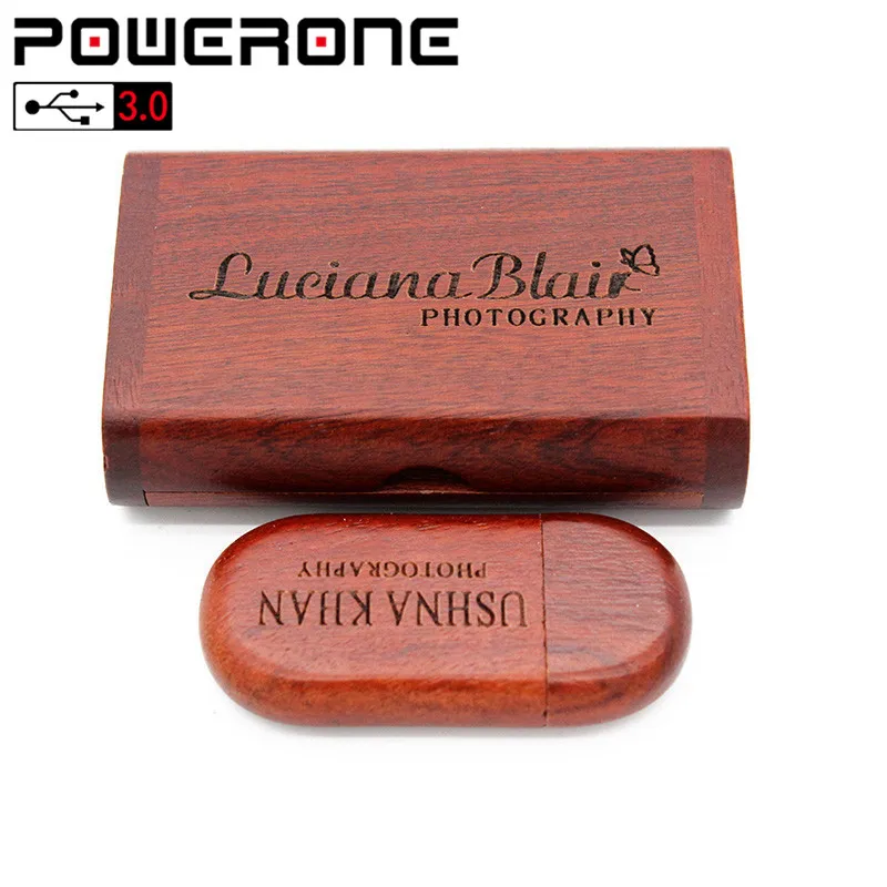 POWERONE USB 3,0 логотип на заказ Деревянный usb+ коробка персональный логотип ручка-накопитель 8 ГБ 16 ГБ 32 ГБ 64 Гб usb флеш-накопитель Флешка карта памяти