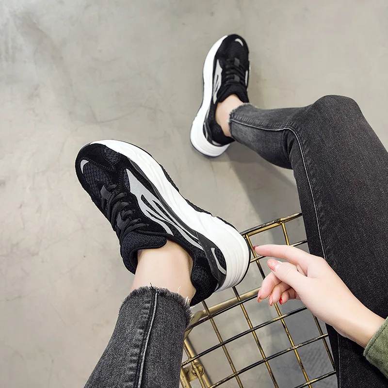 Женские кроссовки на платформе Moda Mujer Zapatos дизайнерская обувь шнуровке весна 2019 |