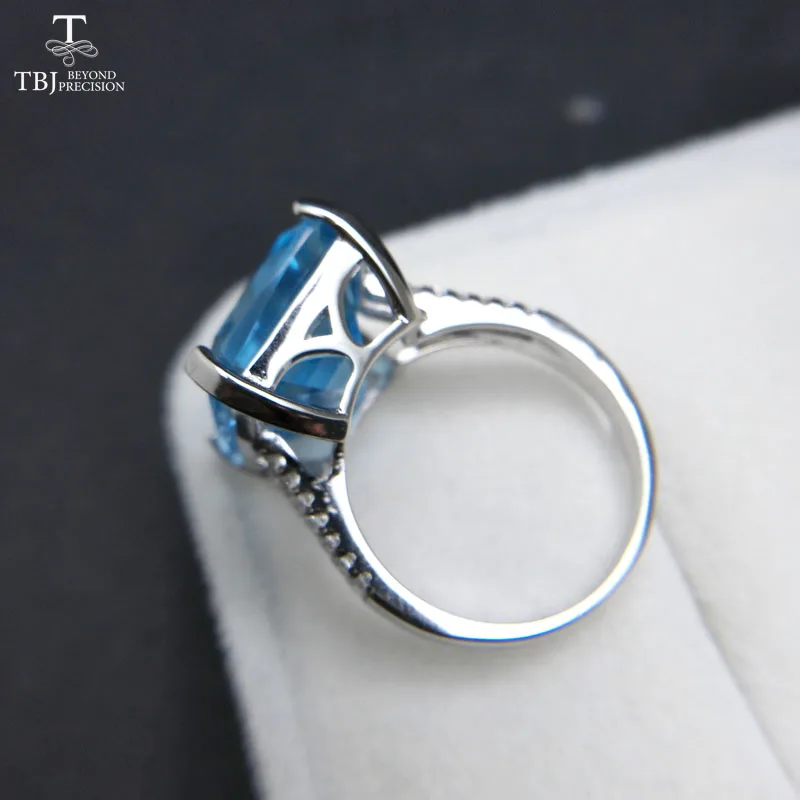 TBJ, кольцо с большим натуральным голубым топазом, 12*16 мм, 13.2ct, драгоценный камень, хорошее ювелирное изделие, серебро 925 пробы, модный хороший подарок для женщин, вечерние