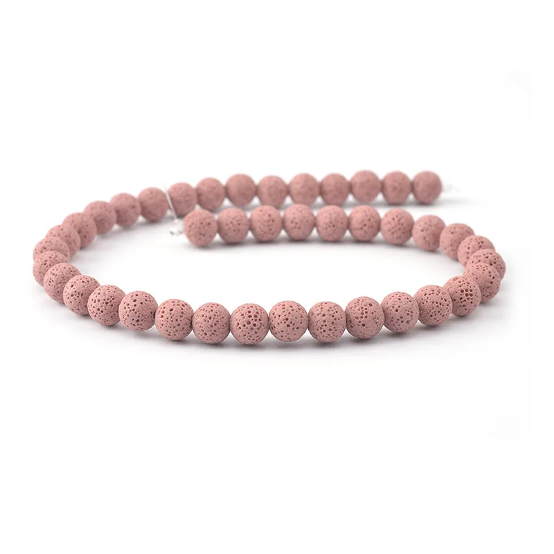 pink Вулканический камень из натуральной лавы Бусины Красочные черные круглые из лавового камня свободные бусины 6 мм-16 мм для DIY ожерелье браслет ювелирных изделий - Цвет: pink