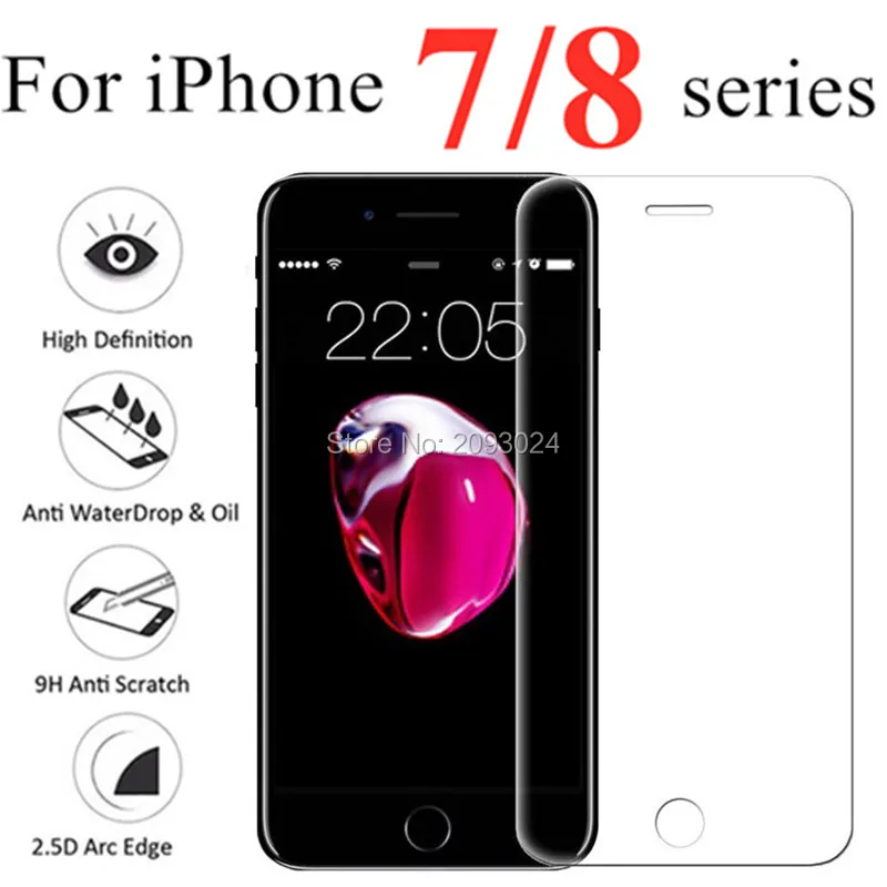 

Закаленное стекло для iphone 7 8 Plus, Защита экрана для iphone 7 i7plus i8 verre trempe cristal, защитная пленка