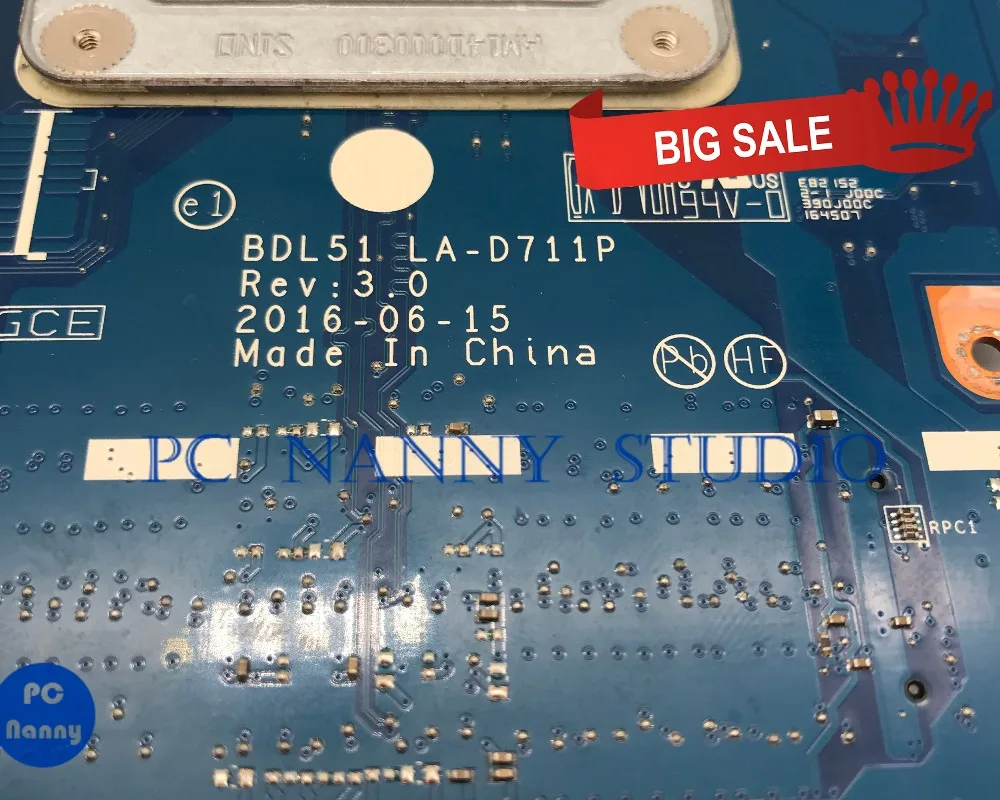 ПК Няня для hp 15-AY Материнская плата ноутбука BDL51 LA-D711P DDR3 Протестирована