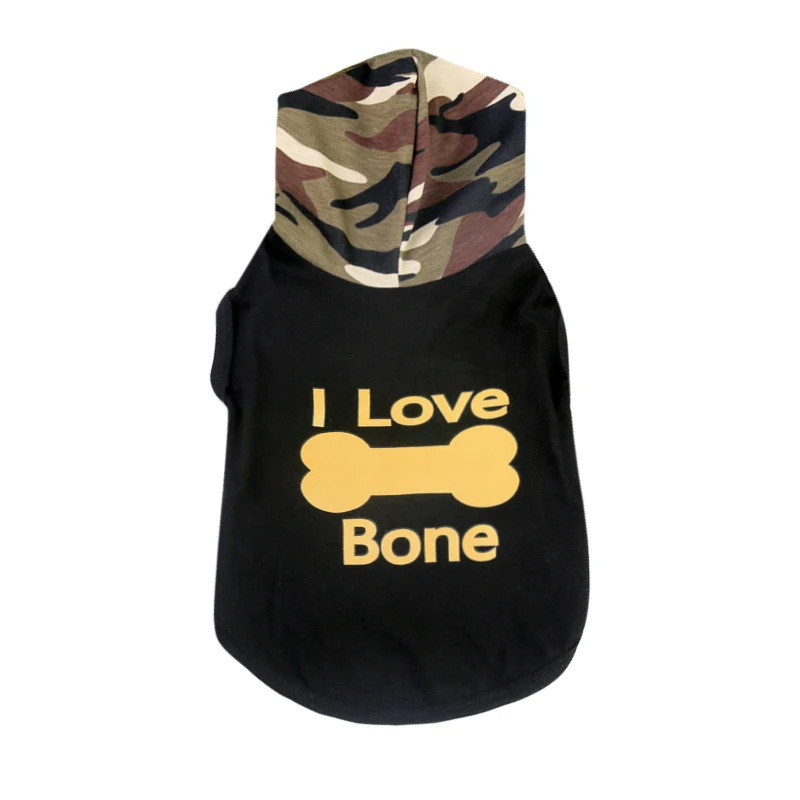 love hoodie black Dog T-shirt Soft Puppy Dogs Clothes Cute Pet Dog Clothes Cartoon Pet Clothing Summer Shirt Casual Vests For Small Pets 25 - Цвет: love hoodie black