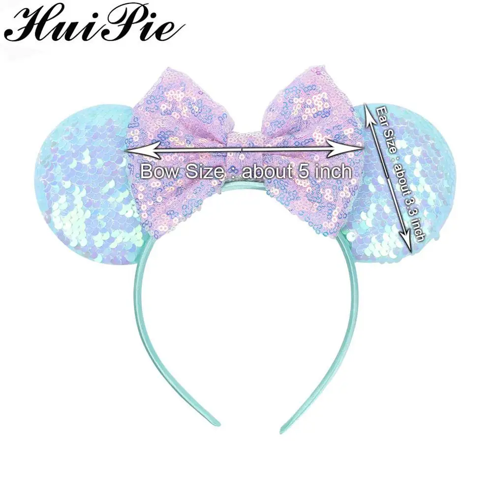 Shiny Sequins Hair Bow Mermaid Rainbow Women/Girl 3.3&quot Flip 2020 Ears Headband Hairband For Girl Accessories | Аксессуары для