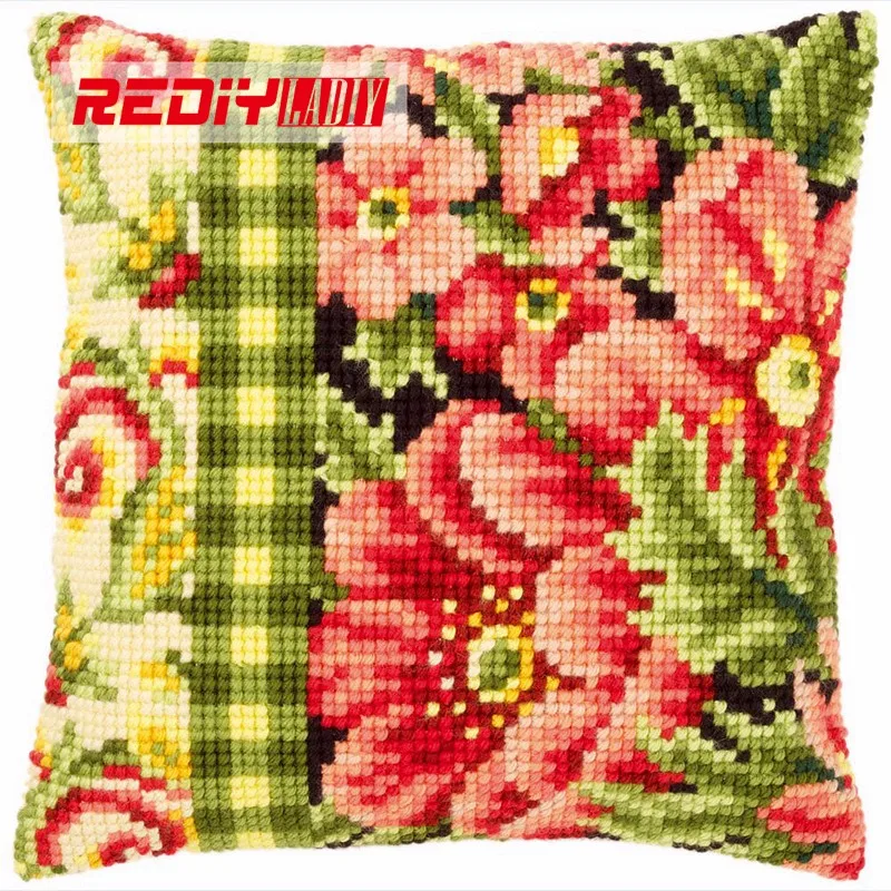 REDIY Вышивка крестом чехол для подушки Маки Цветы декоративный чехол для подушки пряжа Набор подушек для вышивки крестом домашний декор подушки