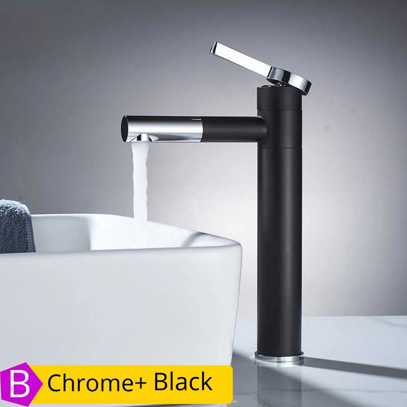 Black Chrome High White Painting Basin Taps Bathrooms Crane Torneira with Aerator 360 Free Rotation Single Lever Hot Cold Water Tap - Цвет: Black Chrome