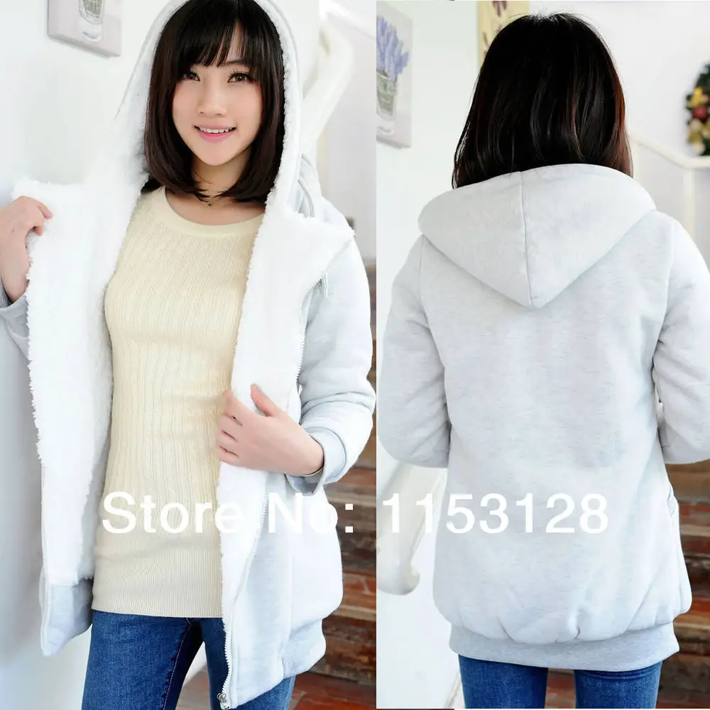 Women China Style Fashion Casual Cute Woolen Hooded Coats Jacket / Girl's Simple Cotton Velvet Knitted Thicken Tops/ A083 | Женская
