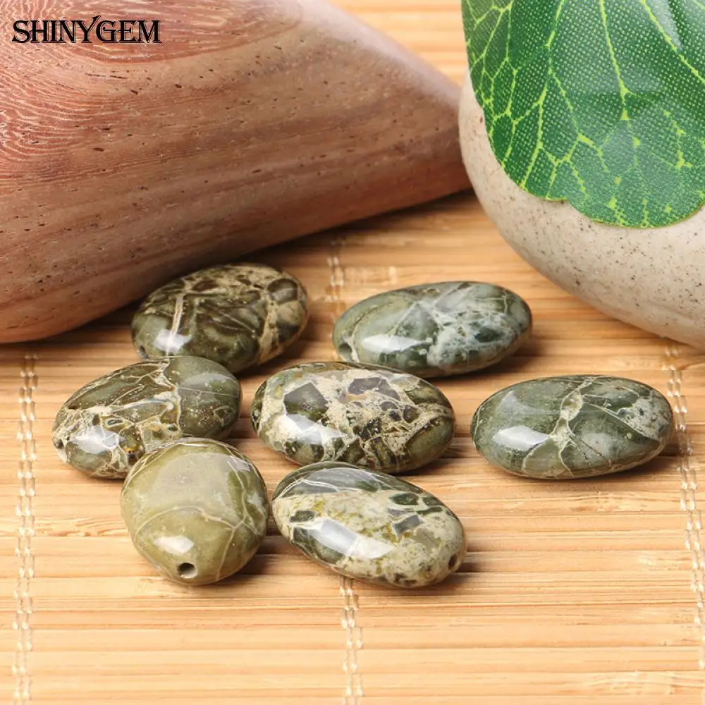 ShinyGem 13x18mm Oval Snakeskin Pattern Stone Beads DIY Beading Wholesale Natural For Jewelry Making 20pcs/Lot | Украшения и